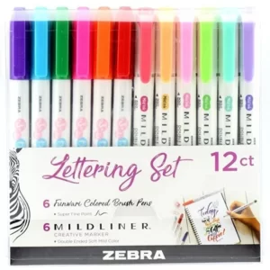 Set lettering 12 unidades Zebra (6 Funwari + 6 mildliner)